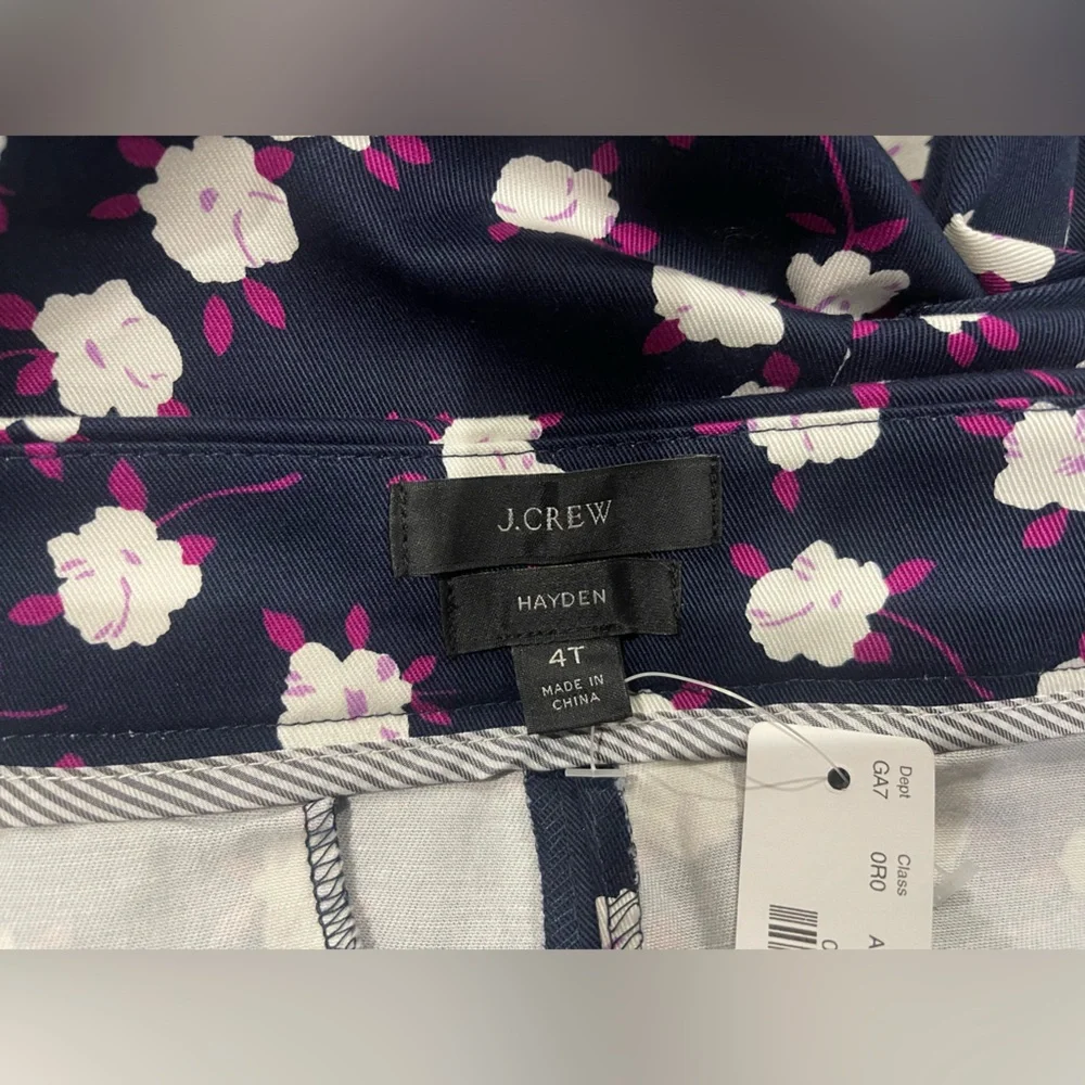 J. Crew Hayden Kickout Crop Blue Purple Floral Pants Size 4 tall NEW